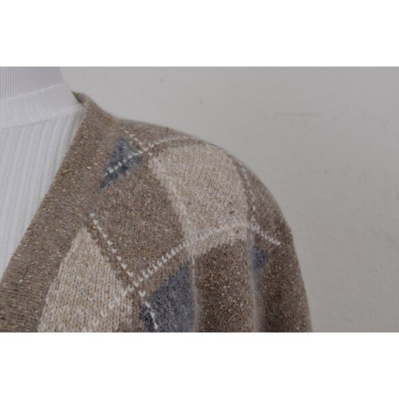 IMPERFECT Vintage 80s/90s Argyle Silk‎ Blend SEGUE Cardigan size L - Picture 9 of 10